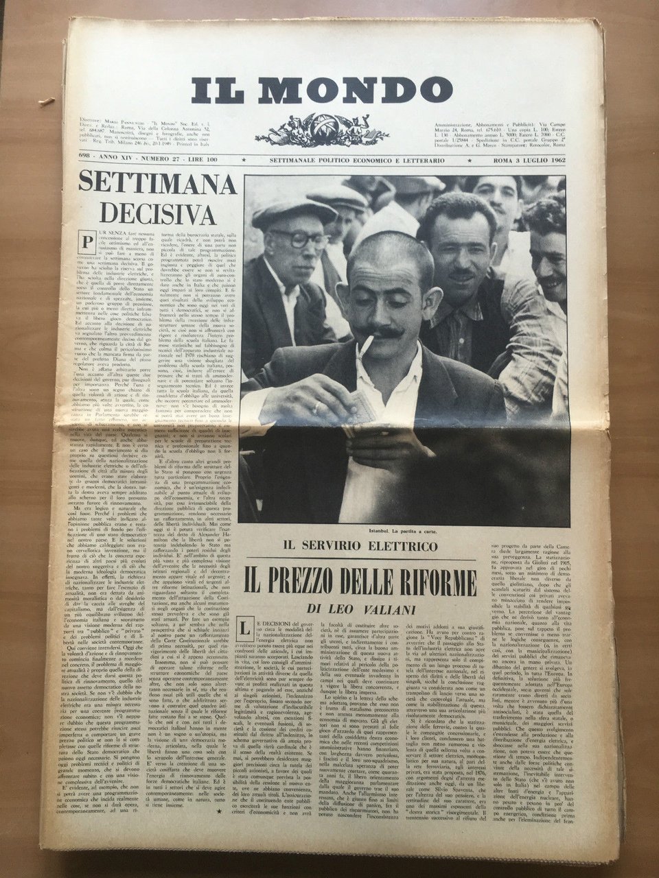 Il Mondo diretto da Mario Pannunzio 698 Anno XIV n^ … | Immagine principale