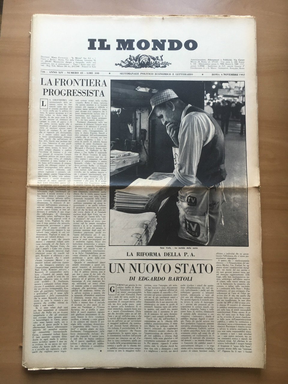 Il Mondo diretto da Mario Pannunzio 716 Anno XIV n^ …