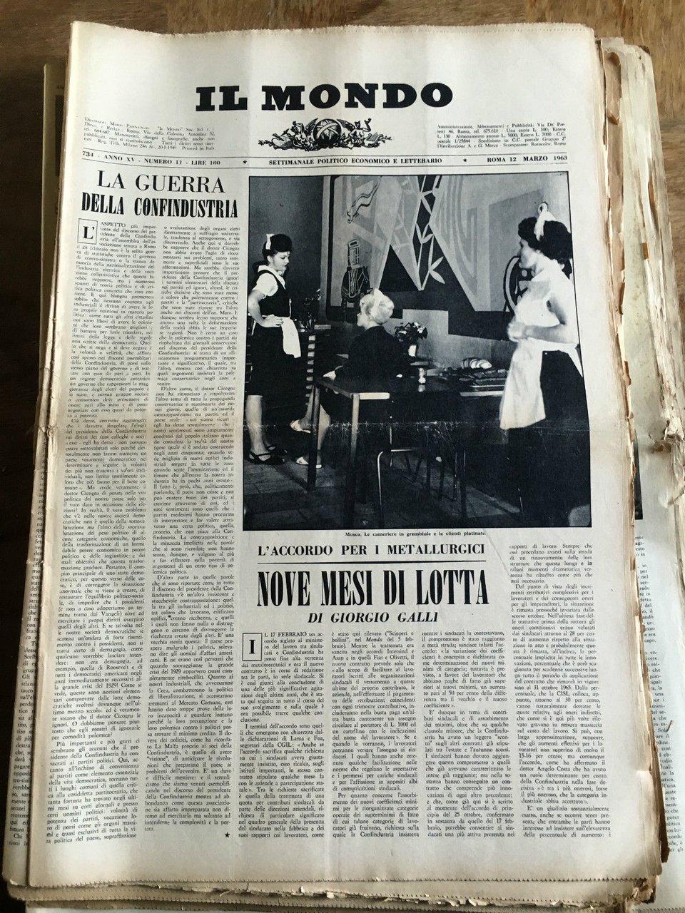 Il Mondo diretto da Mario Pannunzio 734 Anno XV n^ …