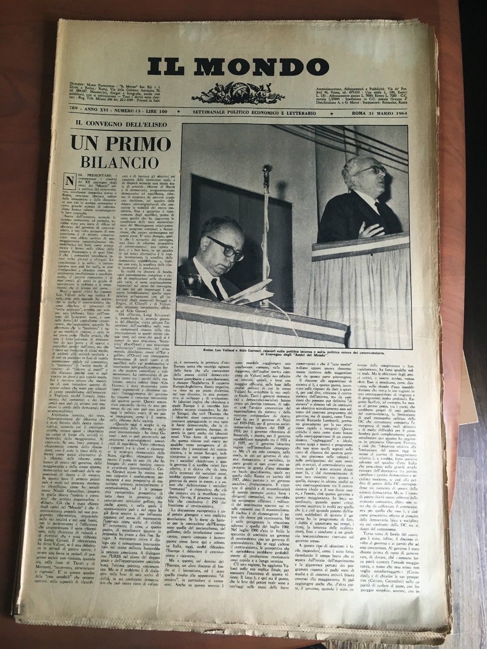 Il Mondo diretto da Mario Pannunzio 789 Anno XVI n …