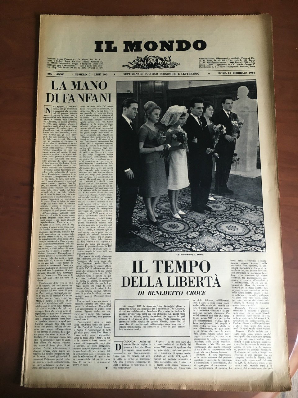 Il Mondo diretto da Mario Pannunzio 887 Anno XVIII n …