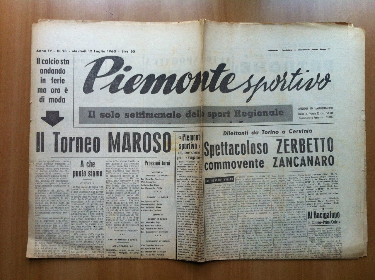 Il Piemonte Sportivo Anno IV n^ 28 Martedì 12 Luglio … | Immagine principale