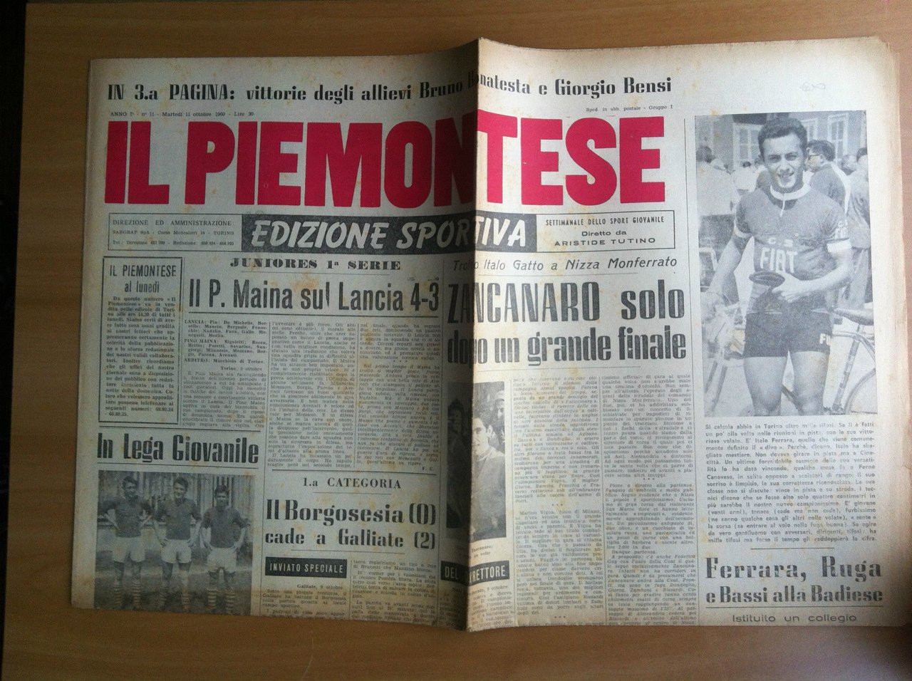 Il Piemontese edizione sportiva Anno 1 n^ 11 Martedì 11 …