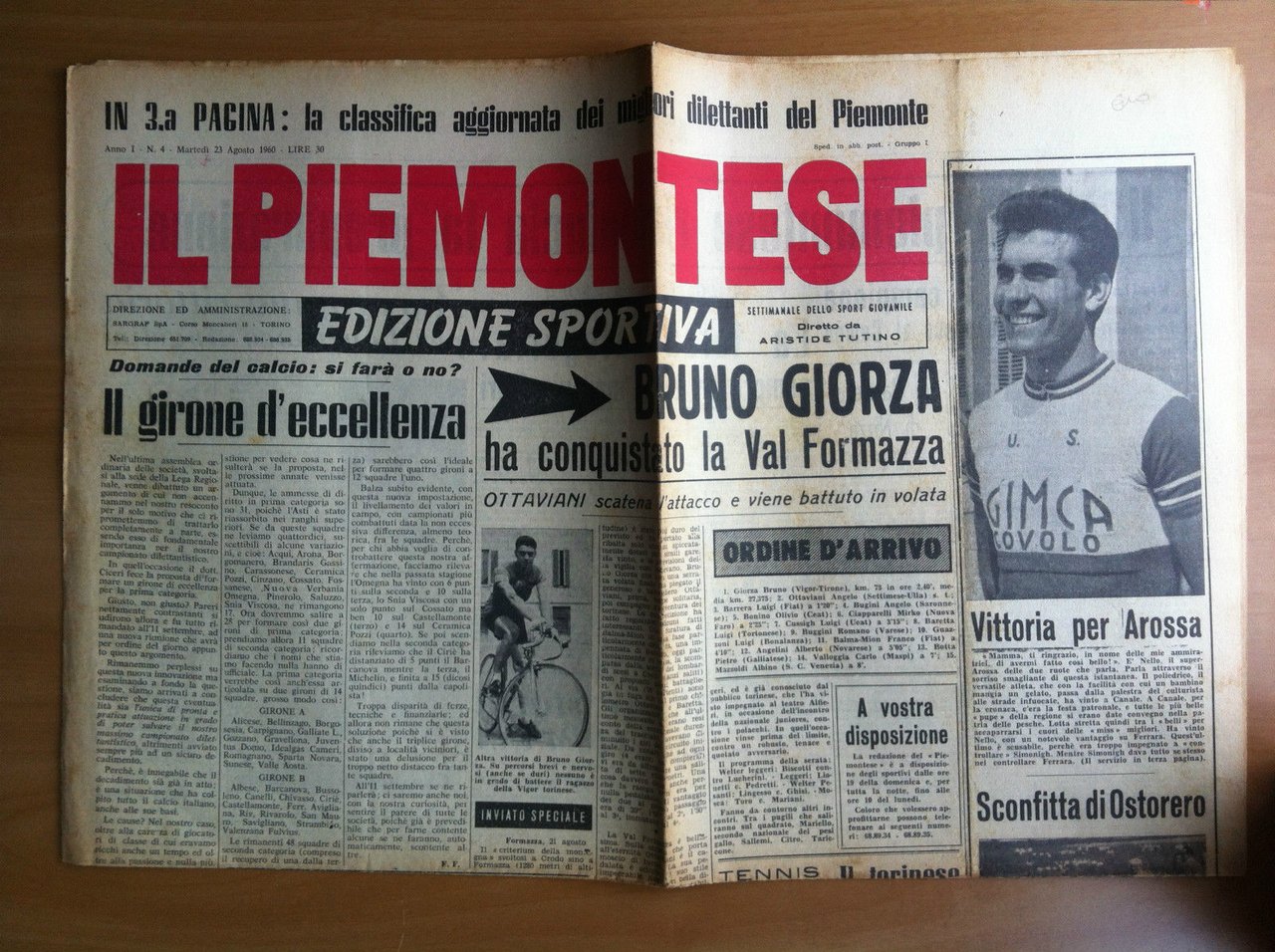 Il Piemontese edizione sportiva Anno 1 n^ 4 Martedì 23 …