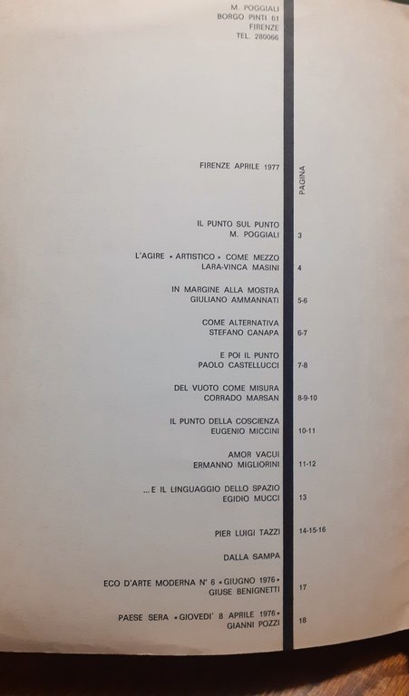 Il punto sul punto 1966-1975, ragione di una mostra": Galleria …