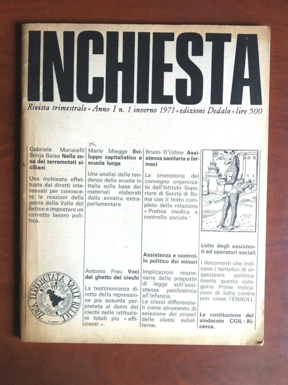 INCHIESTA Anno I n^ 1 inverno 1971 edizini Dedalo - …