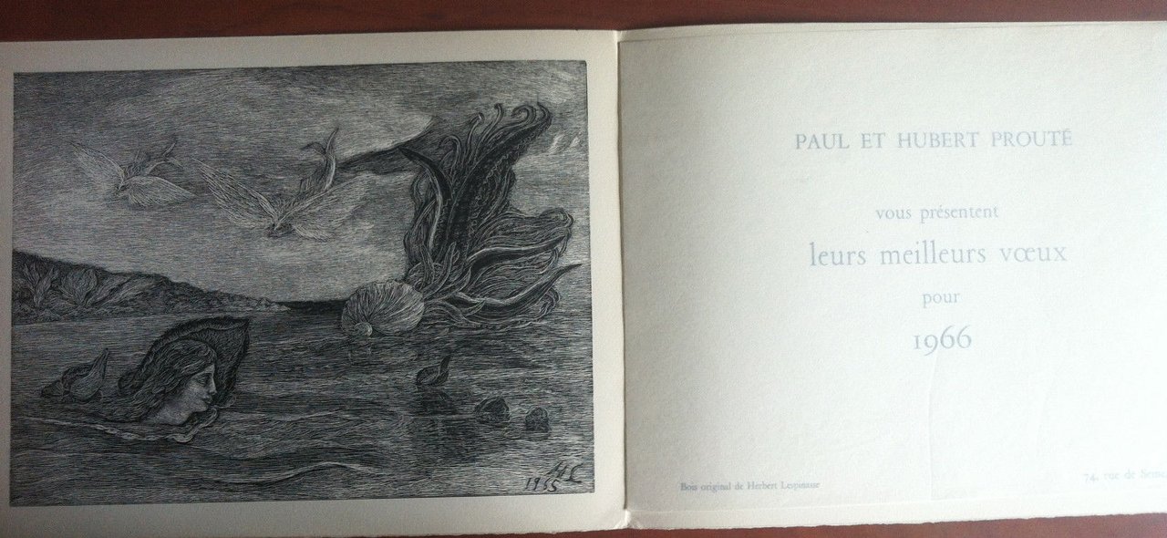 Incisione originale su legno 1966 Herbert Lespinasse - E12921