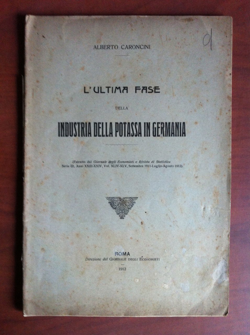 Industria della Potassa in Germania Alberto Caronci 1912 - E13334