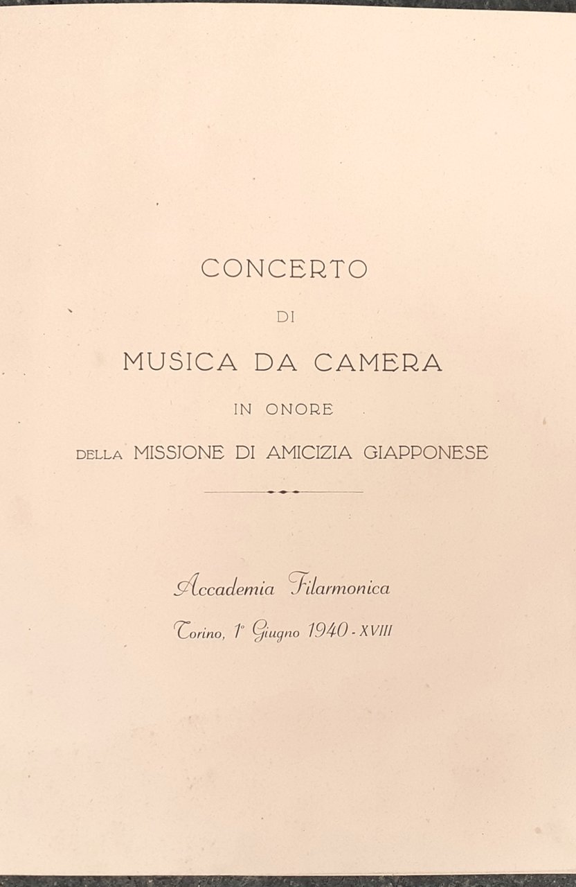 Invito al Concerto della Missione di Amicizia Giapponese 1940