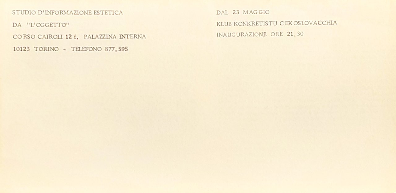 Invito Mostra club Concretisti - KK allo Studio d'informazione estetica …