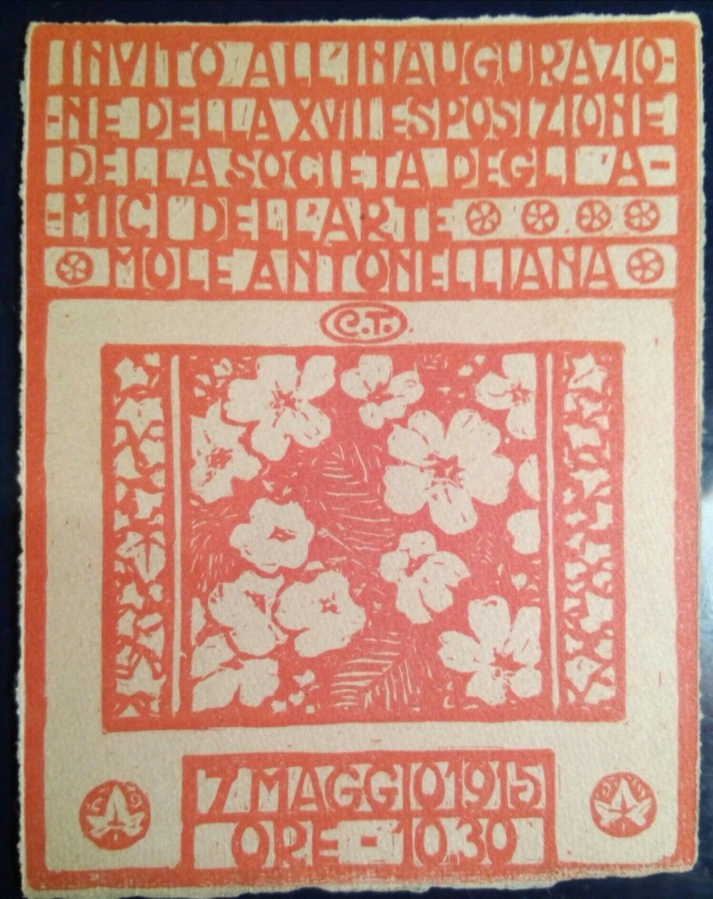 Invito XVIII esposizione Società degli amici dell'arte Mole Antonelliana 1915