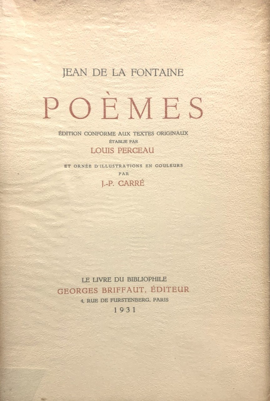 Jean de La Fontaine. Poèmes
