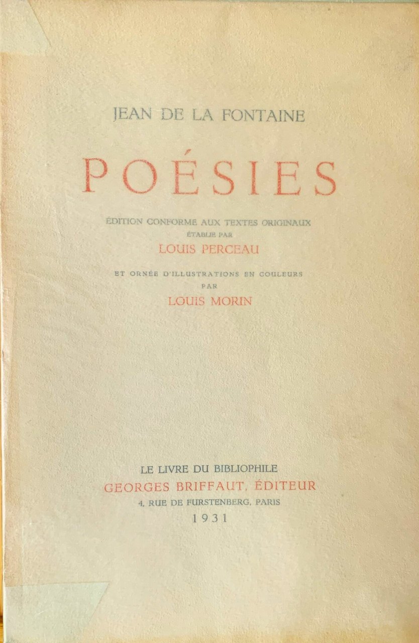 Jean de La Fontaine. Poésies