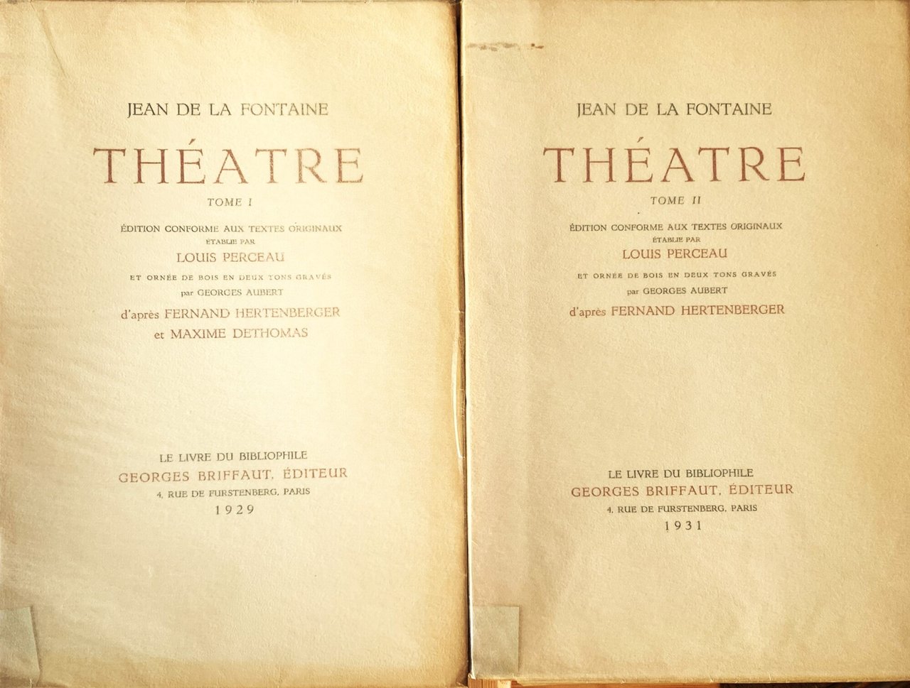 Jean de La Fontaine. Théatre (Tome I et Tome II) | Immagine principale