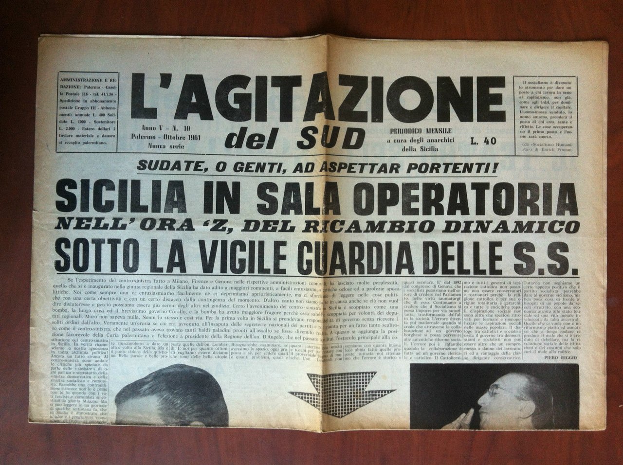 L'Agitazione del Sud Ottobre 1961 indirizzato a Ilario Margarita - …