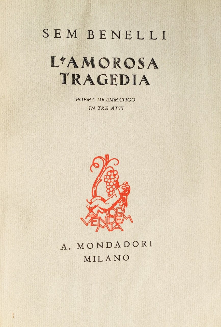 L'amorosa tragedia. Poema drammatico in tre atti | Immagine principale