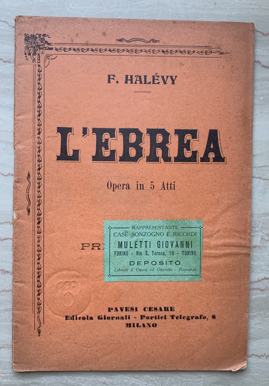 L'Ebrea. Opera in Cinque Atti | Immagine principale
