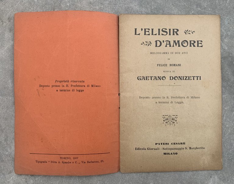 L'elisir d'amore. Melodramma in due atti