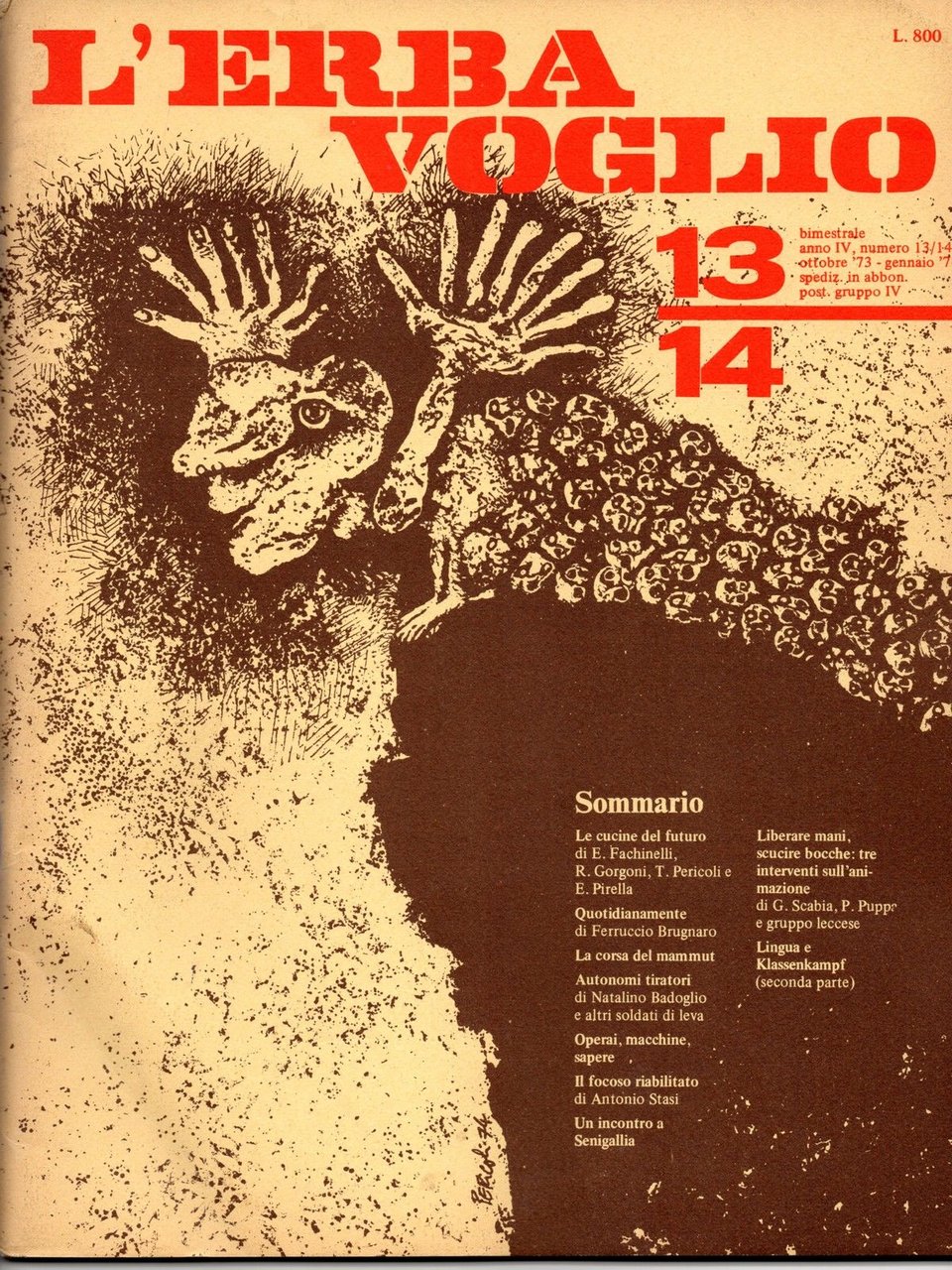 L'ERBA VOGLIO bimestrale Tullio Pericoli N^13/14 1974