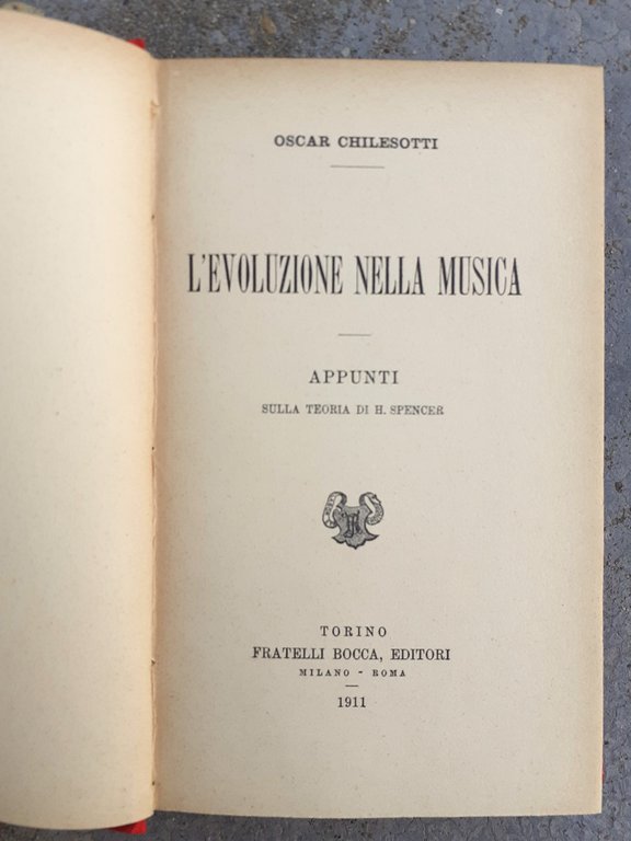 L'evoluzione della musica Fr.lli Bocca Editori 1911