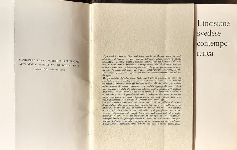 L'incisione Svedese contemporanea - Accademia Albertina Torino 1962