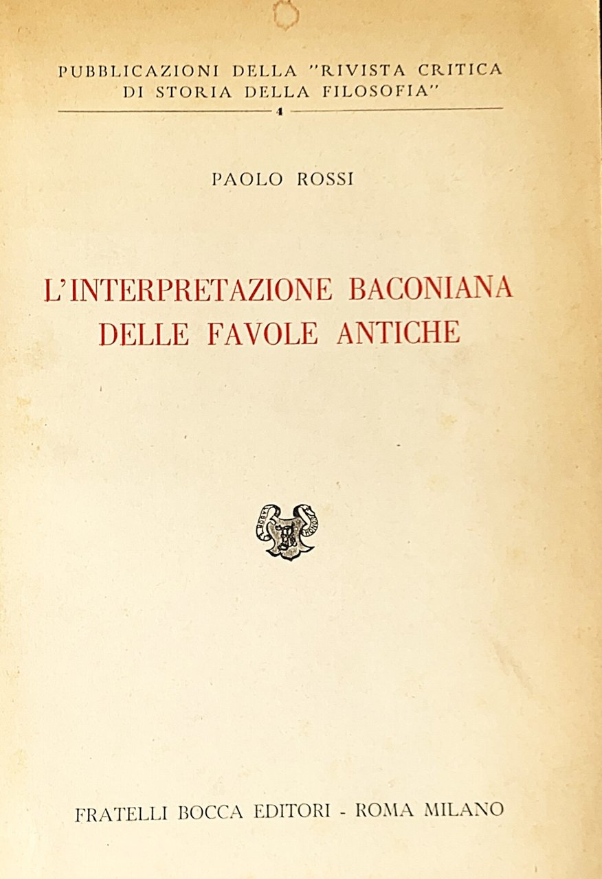L'interpretazione baconiana delle favole antiche