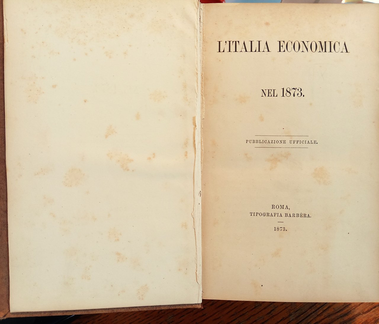 L'Italia economica nel 1873. Pubblicazione ufficiale