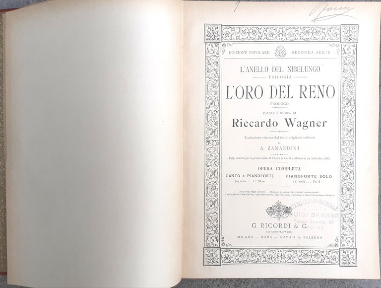 L'oro del Reno opera completa canto e pianoforte Ricordi 1911 | Immagine Gallery 2