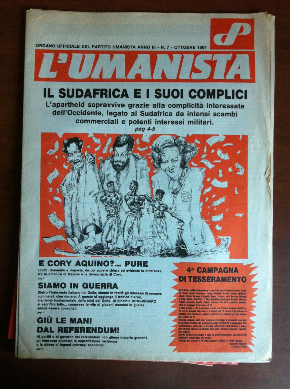 L' Umanista Anno III n^ 7 Ottobre 1987 - E11045
