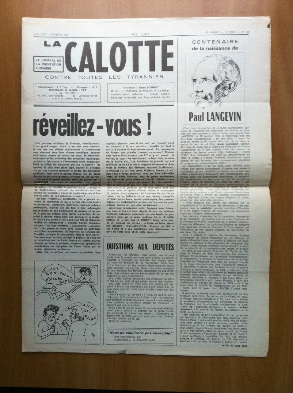 La Calotte 43^ Annee 12^ Serie n^ 186 Juin 1972 …