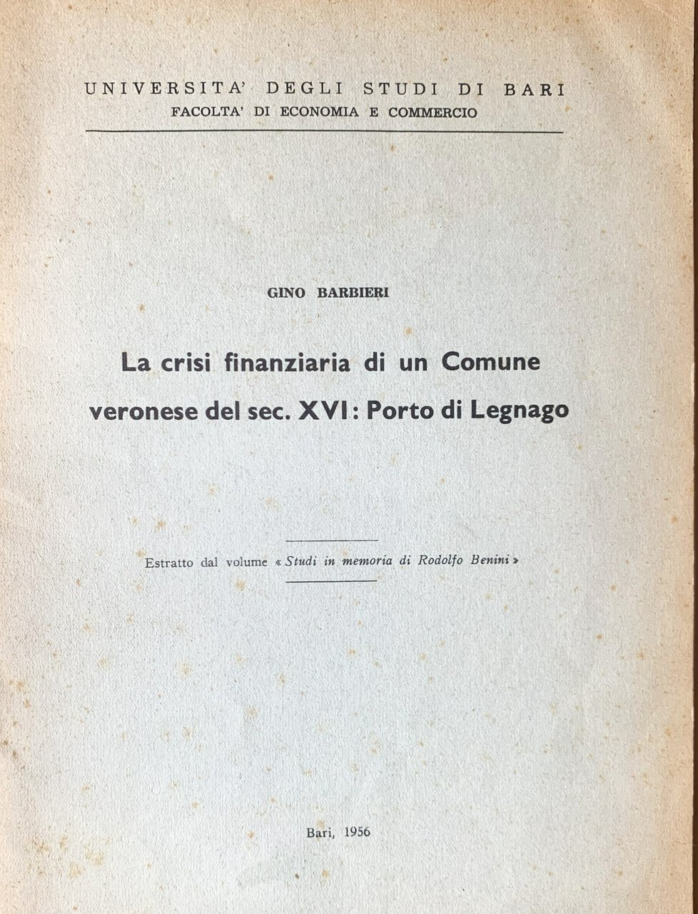 La crisi finanziaria di un Comune veronese del sec. XVII: … | Immagine principale