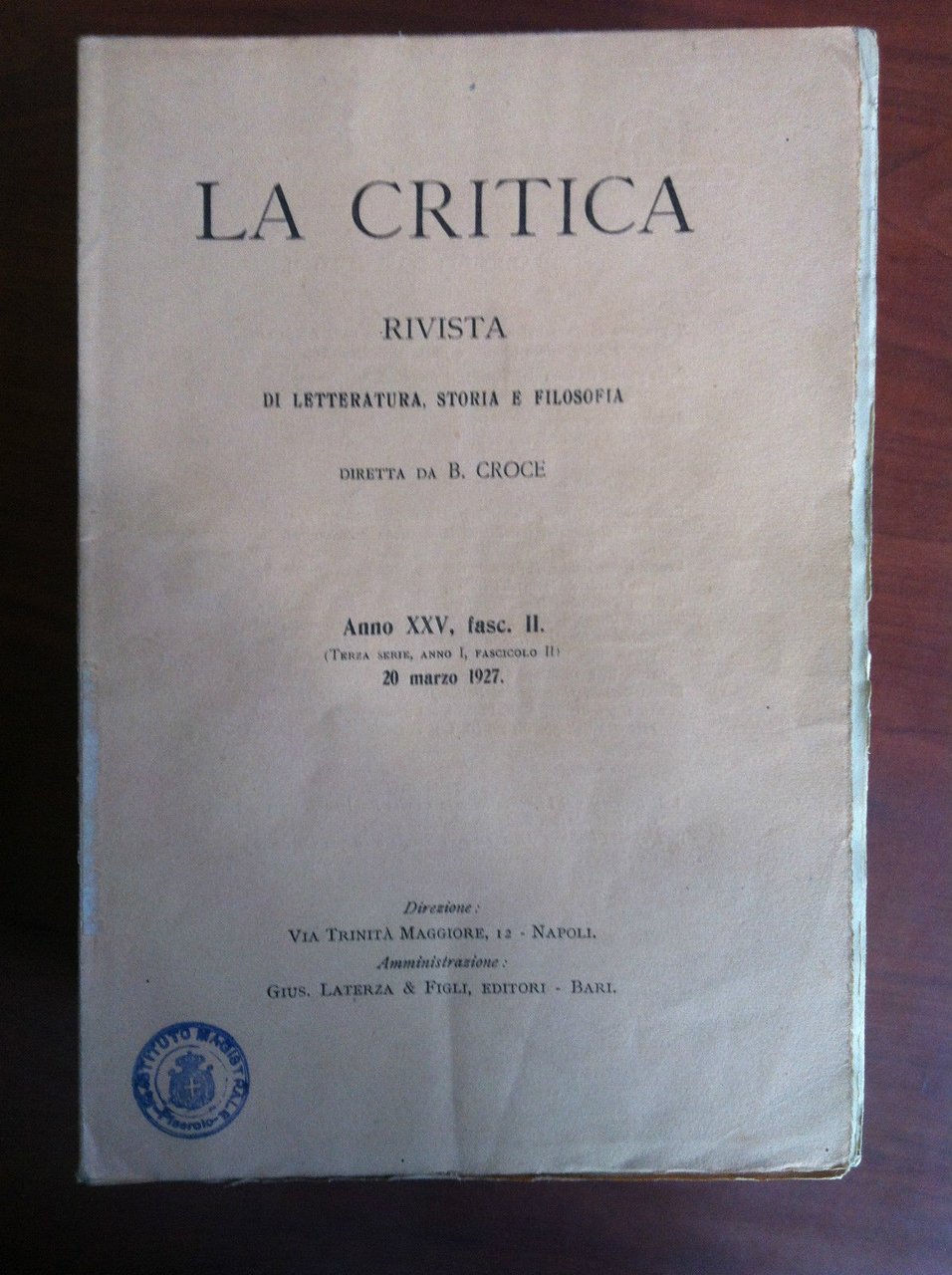 La critica Anno XXV fasc. II - 20 Marzo 1927 … | Immagine principale