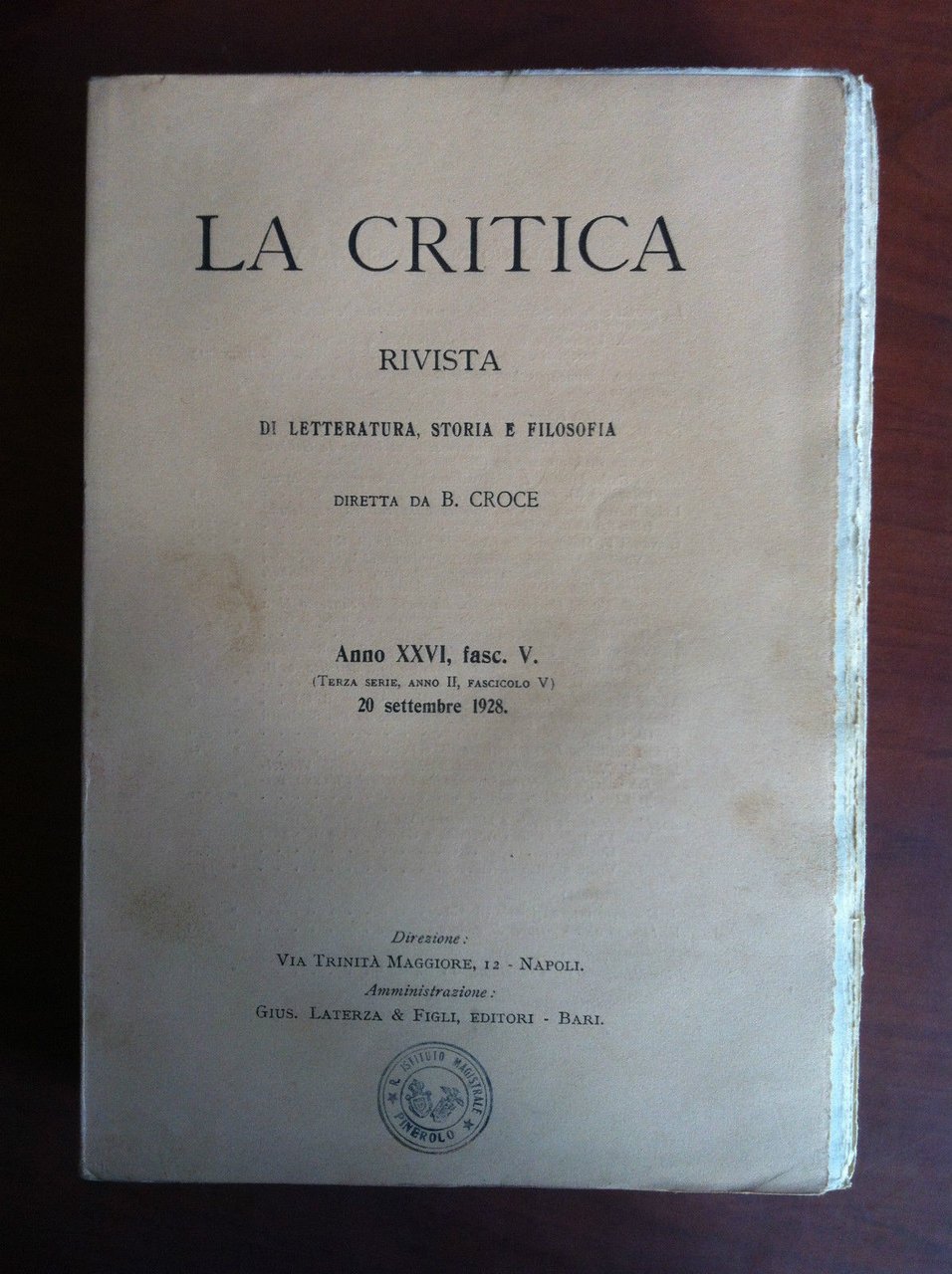 La critica Anno XXVI fasc. V - 20 Settembr 1928 … | Immagine principale