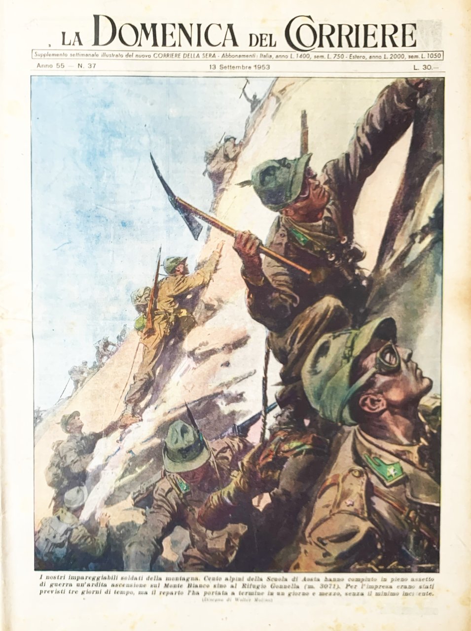 La Domenica del Corriere-Alpini sul Monte Bianco di W. Molino … | Immagine principale