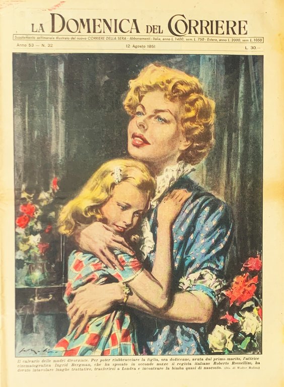 La Domenica del Corriere-Ingrid Bergam disegno di W.Molino 1951