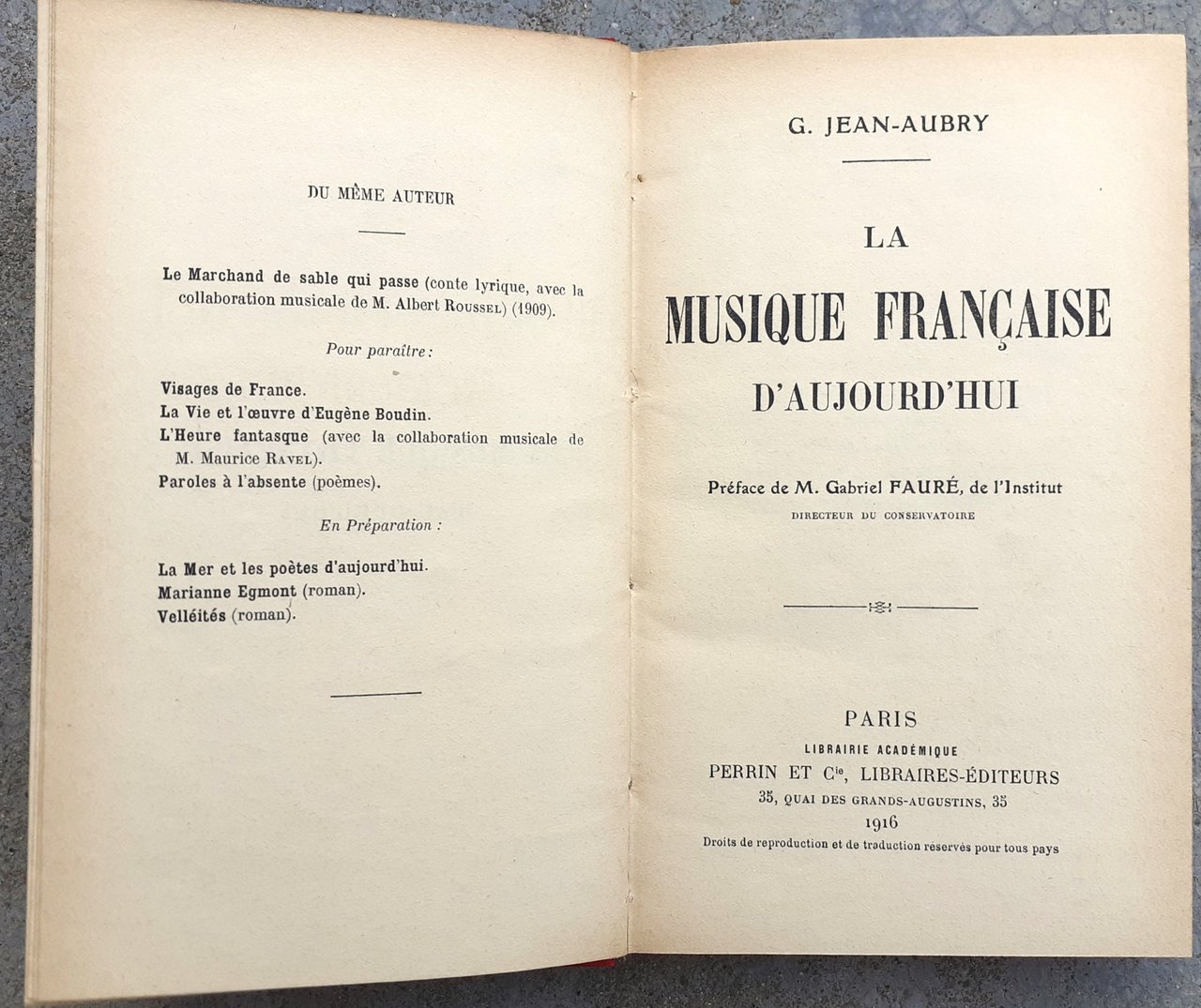 La Musique Francaise d'aujourd'hui Paris Perrin 1916