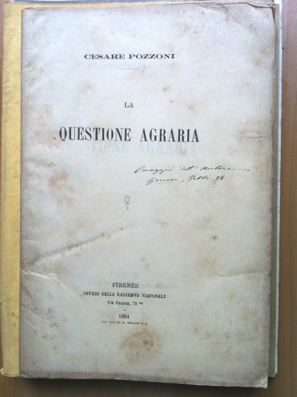 La questione agraria Cesare Pozzoni Firenze 1884 - E14395