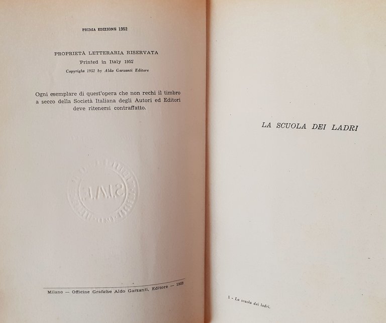 La scuola dei ladri "tre romanzi brevi" Garzanti prima edizione … | Immagine Gallery 2