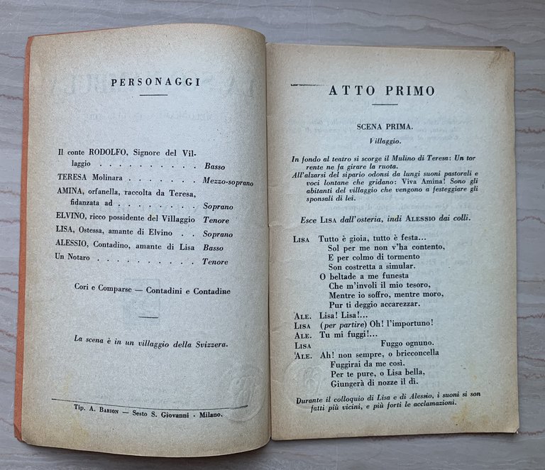 La sonnambula. Melodramma in due atti