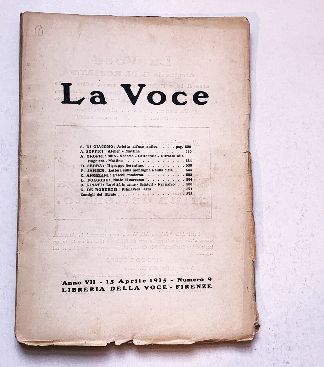 La Voce (Anno VII - 15 Aprile 1915 - Numero … | Immagine principale