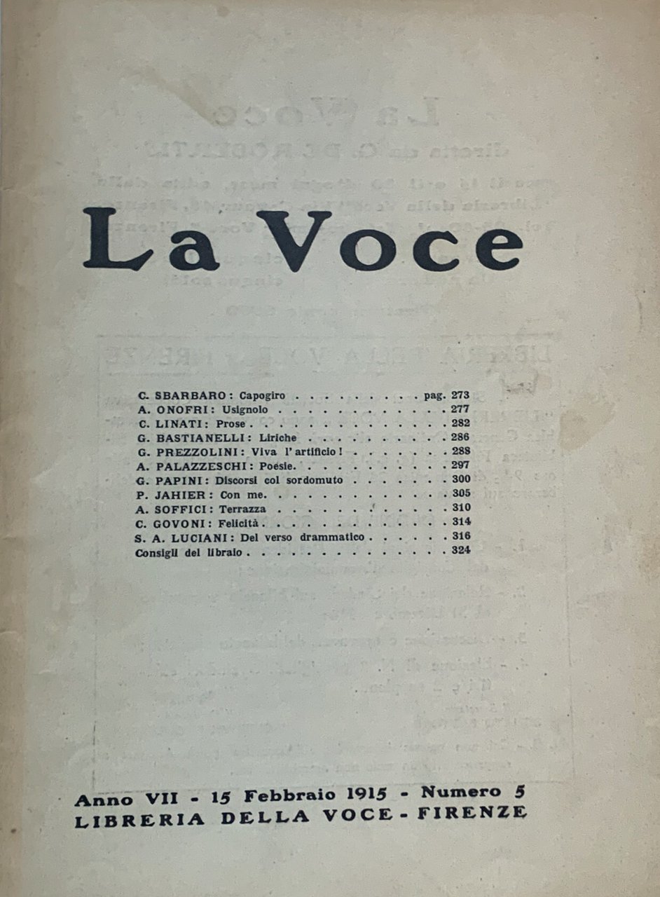 La Voce (Anno VII - 15 Febbraio 1915 - Numero … | Immagine principale