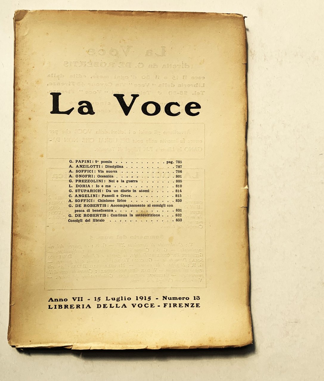 La Voce (Anno VII - 15 Luglio 1915 - Numero … | Immagine principale