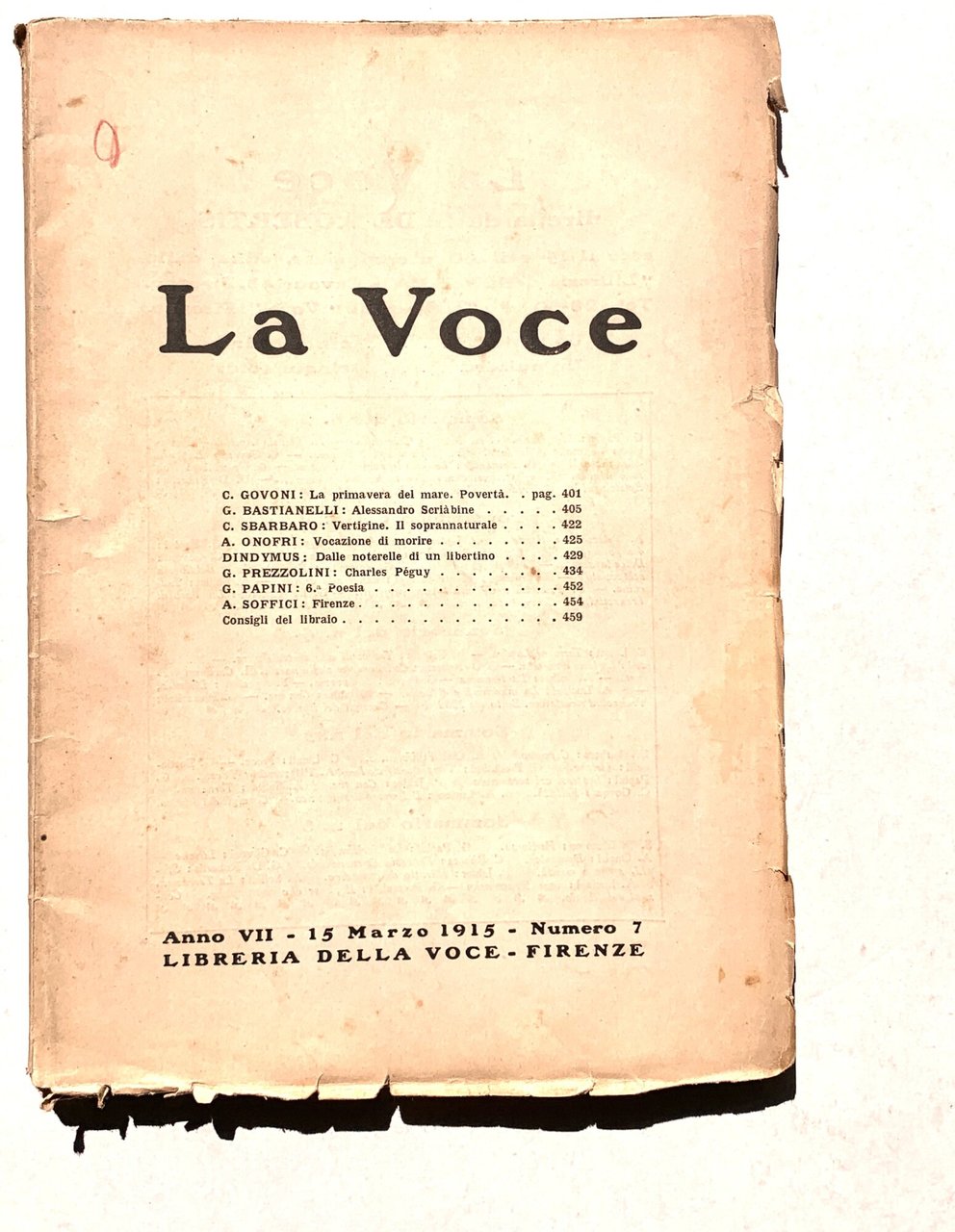 La Voce (Anno VII - 15 Marzo 1915 - Numero … | Immagine principale