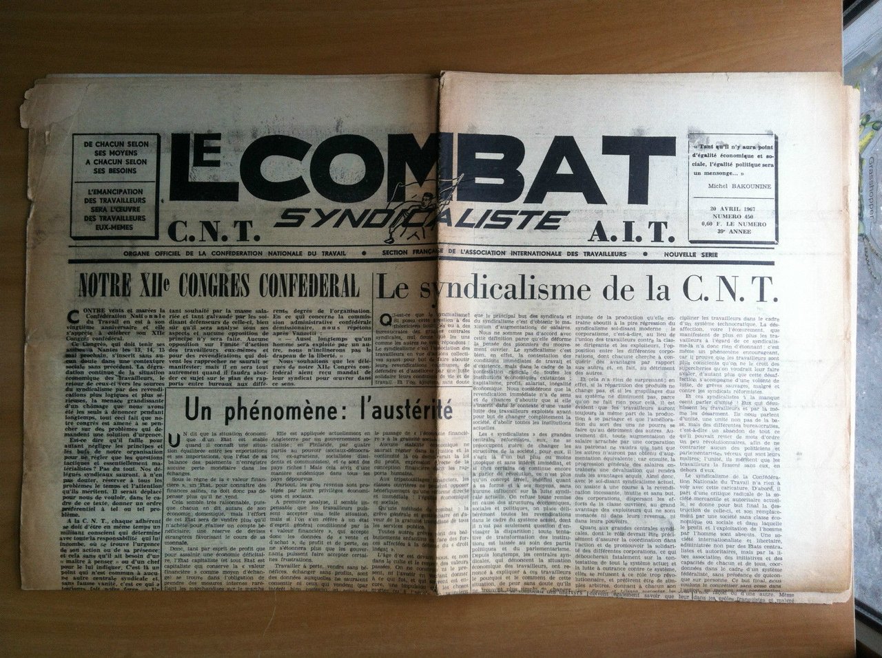 Le Combat n^ 450 - 20 Avril 1967 - E19819