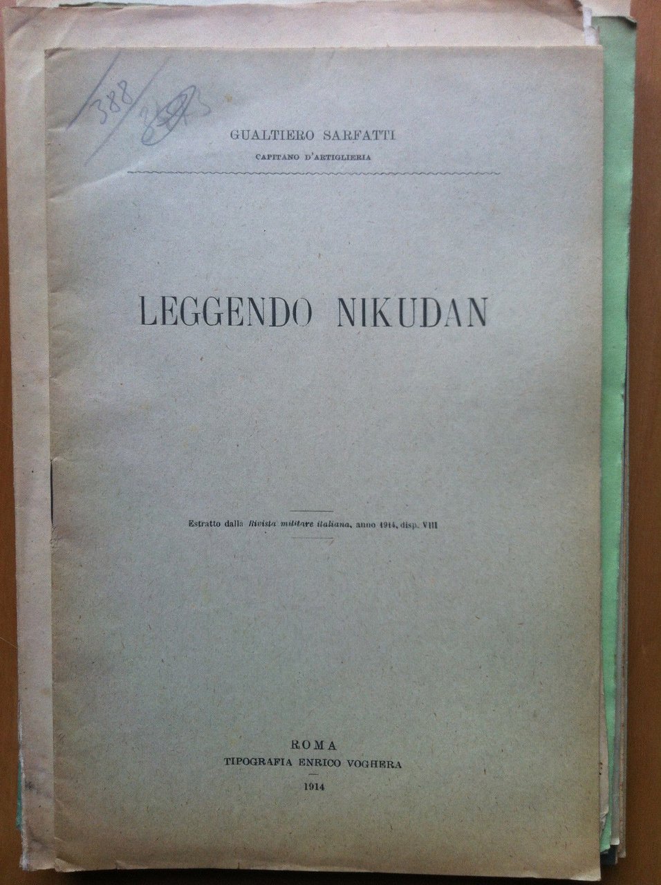 Leggendo Nikudan Gualtiero Sarfatti capitano d'Artiglieria 1914 - E15064