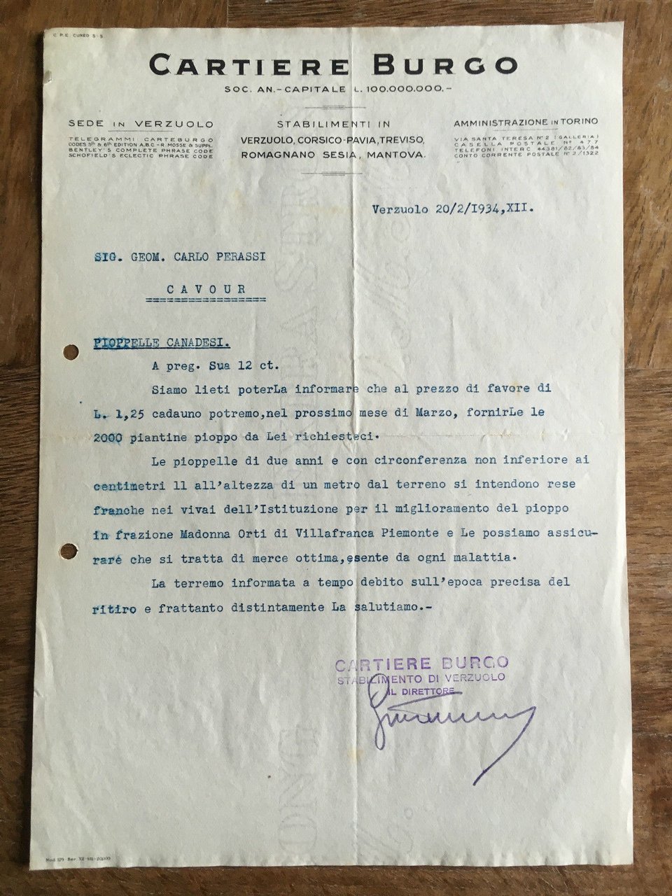 Lettera Commerciale Cartiere Burgo Milano 1934 - E21933 | Immagine principale