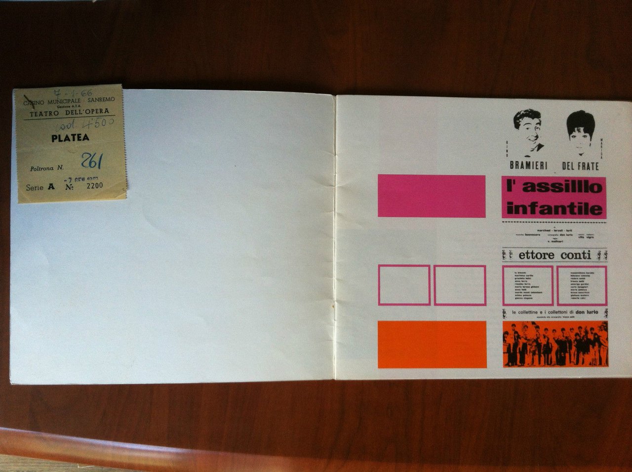 Libretto originale L'Assillo infantile Teatro dell'Opera Sanremo 1967 - E19521