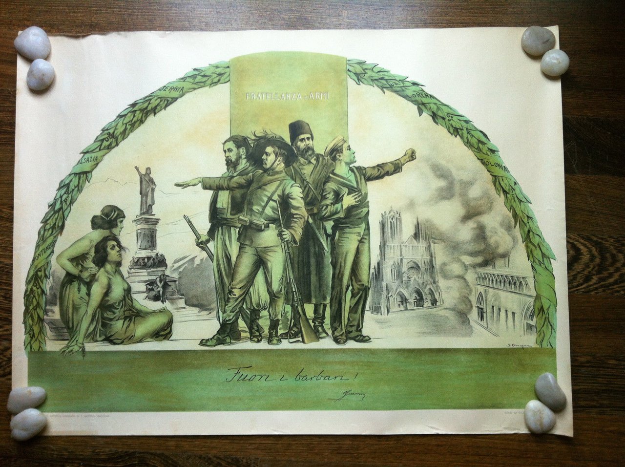 Litografia originale 1918 S. Omegna Fratellanza d'Armi - P5