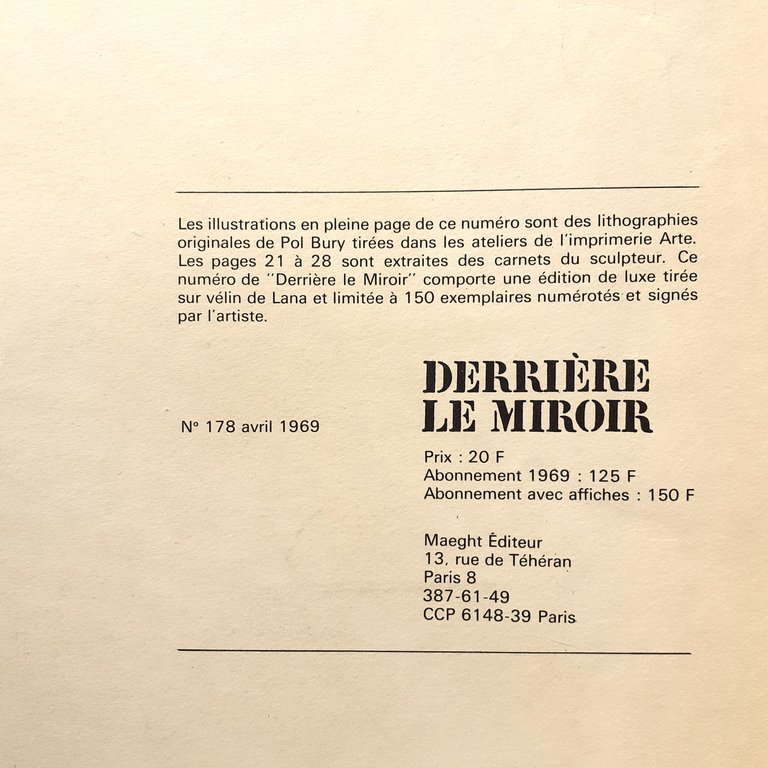 Litografia originale di Pol Bury estratta da Derrière Le Miroir …