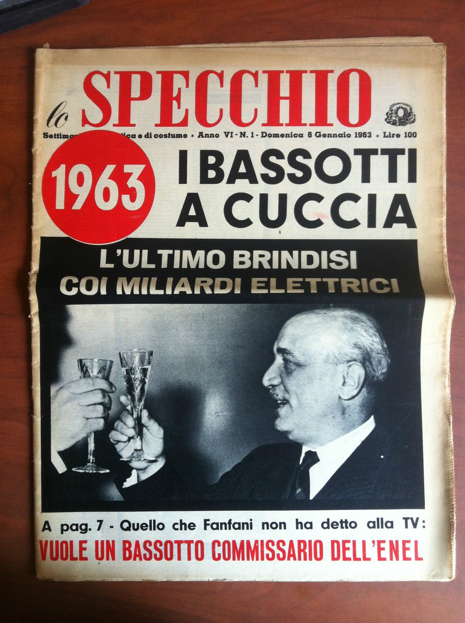 lo Specchio Anno VI n^ 1 Dom. 6 Gennaio 1963 …